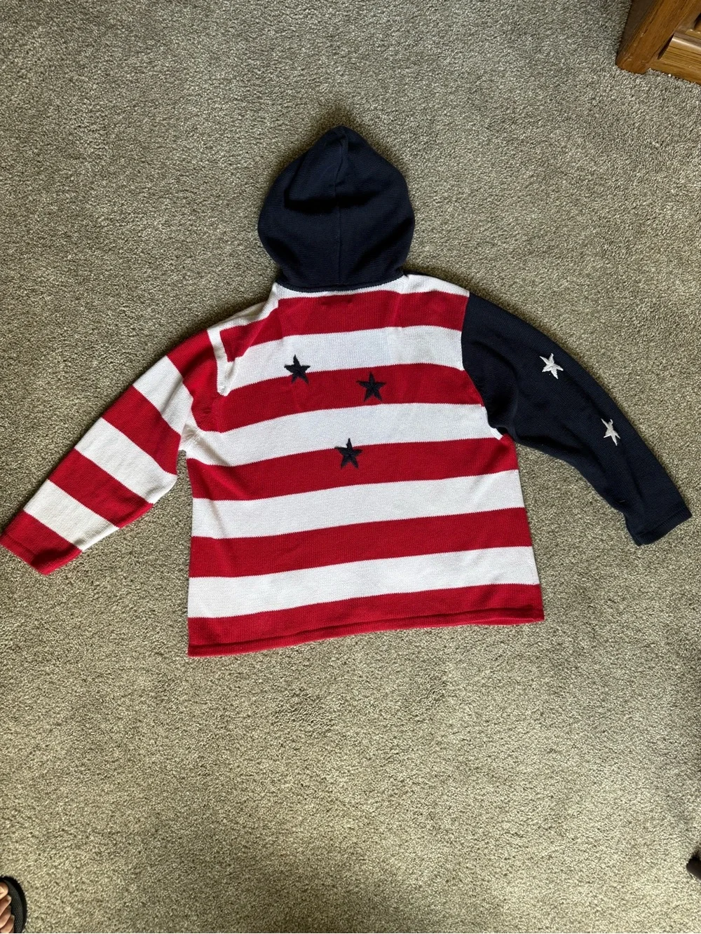 The Quacker Factory Patriotic Stars and Stripes Zipup Hoodie Size XL